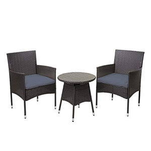 Mendler Salottino polyrattan HWC-G27 tavolino con 2X poltrone Grigio Cuscini Grigi