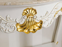 Simone Guarracino Luxury Design Consolle e specchio Eleonor stile Barocco Decapé arredo bagno avorio e foglia oro marmo crema