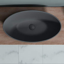 doporro Lavabo da Appoggio, Lavandino Bagno 62.5x34.5x17.5cm, Lavabo Ovale da Minerale Fuso Colossum807, Antracite Opaco