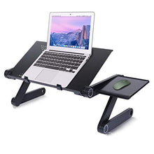 Supporto PC Portatile Pieghevole Tavolino per Laptop Tavolino Portatile da Letto Supporto Notebook Alluminio con Fori di Ventilazione & Piattaforma Porta Mouse (003)