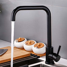 SXJ Miscelatore per Lavello da Cucina, Rubinetto da Cucina in Acciaio Inossidabile, Miscelatore per Lavabo con Rotazione A 360 Gradi, Rubinetto per Lavabo da Cucina Monoforo, Nero Opaco