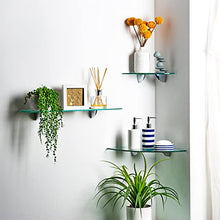 Harbour Housewares Mensola Angolare in Vetro, per Bagno/Camera da Letto, da 200 x 200 mm - Confezione da 3