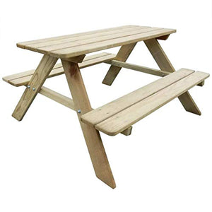 AWJ Tavolo da Picnic con 1 Tavolo e 2 panche, Tavolo da Giardino in Legno di Pino, Giardino 89 x 89,5 x 50,8 cm