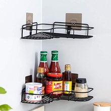 UWY No Foratura Nero Parete Bagno Doccia Mensola Portaoggetti Cestino Cucina Adesivi Senza Cuciture Appeso Supporto per Vasca da Bagno Cornice Angolare in Ferro Rack