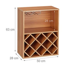 Relaxdays Cantinetta, Scaffale Per 8 Bottiglie Di Vino, Porta Calici, HxLxP: 63 x 50 x 28, Truciolato, Marrone