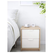 ASKVOLL cassettiera 2 cassetti 2 cassetti bianco effetto rovere tinto bianco/bianco