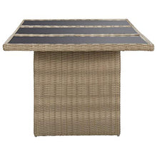 Qnotici Tavolo da Pranzo da Giardino Tavolo da Campeggio Tavolo da Buffet Tavolo da Festa tavolino da Giardino 200x100x74 cm Vetro e polyrattan Marrone e Nero