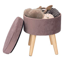 WOLTU SH27rs Pouf Contenitore Sgabello Basso Sedia Rotonda Poggiapiedi Gambe in Legno Rosa