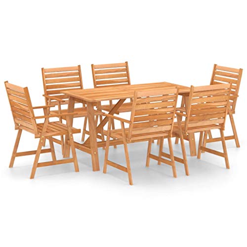 vidaXL Set da Pranzo da Giardino 7 pz in Legno Massello di Acacia