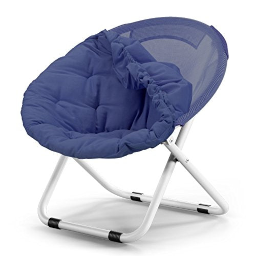 Sedia Pieghevole - Grande Sedia Luna per Adulti, Sedia Pigro per Esterni, Sedia Tonda, Poltrona Imbottita, Sedia Radar (Colore : Blu)