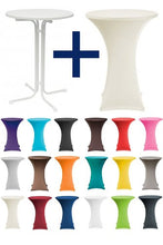 Savannah - Tavolino da bar con rivestimento elasticizzato, diametro 80 cm, colore: bianco crema