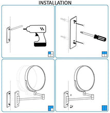 L&B-MR - Specchio da parete per lavabo da 3 x 20 cm, doppio lato rotondo con braccio di estensione da 360 cm e rotazione libera, facile da installare