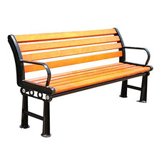 Panca da giardino panchina da terrazza Sedile a doghe di legno della sedia del portico del ghisa del parco anticorrosivo, Panca per il tempo libero con mobili in legno duro per esterni