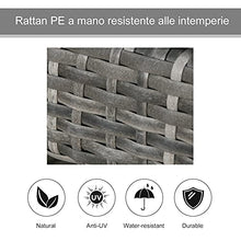 Outsunny Set 2 Sdraio da Giardino Cuscino Imbottito Regolabile su 6 Livelli in Rattan 196x65x22 cm Grigio