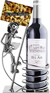 Brubaker Titolare Bottiglia di Vino Supporto Vigile del Fuoco su Scala Oggetto Decorativo Metallo con Biglietto d' Auguri per Vino Regalo
