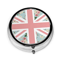 Contenitore rotondo per pillole con bandiera inglese di rose Union Jack a 3 scomparti, in metallo, per medicina e vitamina