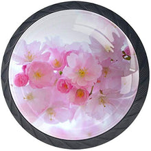 Fiore rosa fiore Pomelli per Porta Set di 4 Pomelli per Mobili Manopole per Cassetti Cucina Armadio Vetro