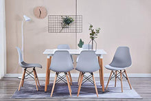 Sedie da scrivania/soggiorno/sedie da pranzo con gambe in faggio naturale e schienale in PP, chic confortevole con bel design, un set di 4 (grigio)