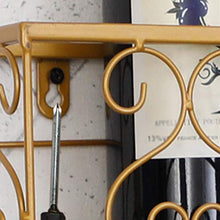 Scaffale da parete per vino, scaffale con 3/5/6 bicchieri da vino, con telaio in ferro per soggiorno, cucina, cantina, colore: nero, 50 x 17 x 10