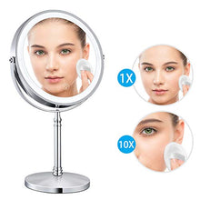 LOVEHOUGE Specchio per Il Trucco,Specchio Cosmetico Touch Screen con Ingrandimento 10X,Luminosità LED Regolabile,Specchio Cosmetico da Viaggio Portatile