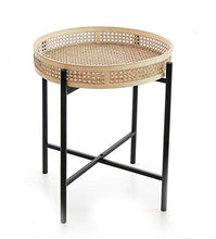 Vetrineinrete® Tavolino pieghevole con vassoio rimovibile in vimini tavolo in rattan da terrazzo giardino (Ø 50 cm)