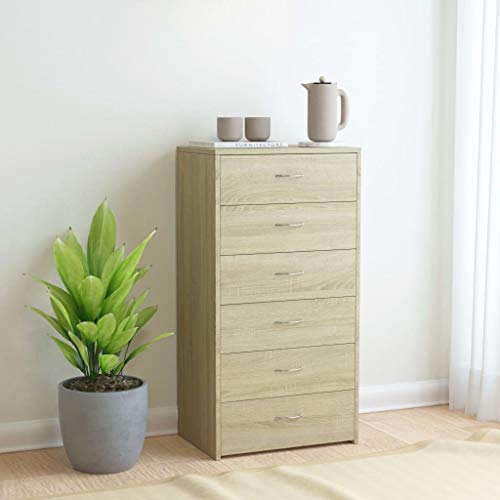 FAMIROSA Credenza con 6 Cassetti Rovere Sonoma 50x34x96 cm in Truciolato