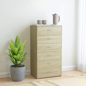 FAMIROSA Credenza con 6 Cassetti Rovere Sonoma 50x34x96 cm in Truciolato