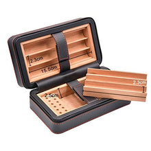 ZLMMY Portatile Nera in Pelle Cigar Humidor Viaggi - Sigaro Desktop idratante con Il Vassoio Cigar Box