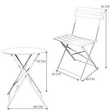 PiuShopping Set da Pranzo per Giardino, in Acciaio con Tavolo Rotondo E 2 SEDIE Pieghevoli (Bianco)