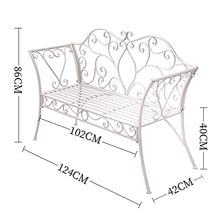 Panchina da Giardino Panchina da Esterno, Panchina da Balcone in Metallo da 124 Cm, Sedili da Veranda in Ghisa Resistenti alle Intemperie, Panchina da Parco con Schienale E Braccioli