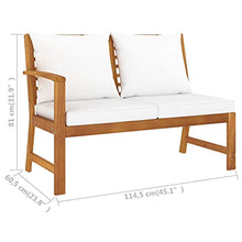 vidaXL Panca da Giardino 114,5 cm con Cuscino Crema in Legno di Acacia
