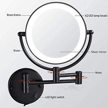WZDD Specchio Trucco Ingranditore da Parete, Specchio da Bagno con Luce LED, Ingrandimento X5, 360° Girevole, Specchio Cosmetico per Il Bagno