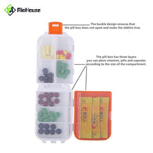 Astuccio portatile per pillole, dispenser per pillole da viaggio, con tre strati e grandi scomparti per contenere vitamine, pillole e capsule.