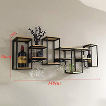 JHGJBJ Cremagliera di Vetro di Vino Vino Rack di Legno Ferro battuto Solido a Parete Wine Rack Bicchiere di Vino Creativo a Testa in Giù cremagliera