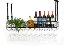Y DWAYNE Portabottiglie in Ferro a Parete, Portabottiglie da Vino sospeso a soffitto, Mensola - Portabottiglie da Appendere, Porta Calice, Portaoggetti Decorativo da Cucina da bar-120 * 25 cm
