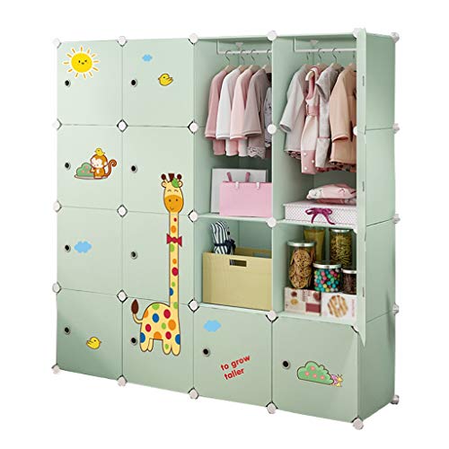 Locker in Piedi Armadio Rimovibili di Plastica 17 Porte 11-Gitter Scaffali Abbigliamento Home Camera Verde 147X47X147CM 3-Hanging MUMUJIN