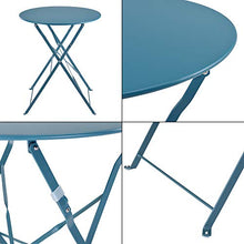 [en.casa] Set da Bistrot Composto di 1 Tavolo Rotondo e 2 Sedie Set Mobili Pieghevoli da Giardino/Balcone/Pub/Bar - Turchese