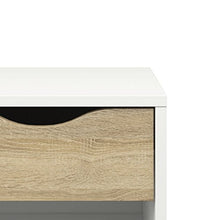 Esidra 75394 Delta Comodino, 1 Cassetto, Bianco e Rovere, 50x39x49 cm, Legno_Composito, Naturale, 50.1x39.1x49.7 cm