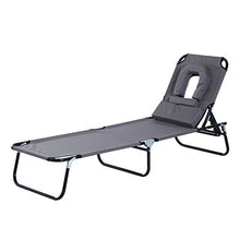 Outsunny Lettino Prendisole Lettino da Giardino Lettino Relax Lettino treppiede con Apertura Frontale Grigio