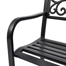Panca da giardino per esterni, sedia da giardino con schienale con motivo poltrona da giardino a telaio metallico, per cortile e terrazzo, 127 x 60 x 85 cm, capacità di 2 persone.