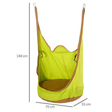 Outsunny Amaca per Bambini da Interno o Esterno, Sedia Sospesa a Sacco Portatile in Cotone Verde e Marrone, 75x55x140cm