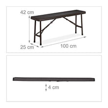 Relaxdays Bierbank Panchina Pieghevole, Set da 2 Panche da Birreria, Terrazza & Giardino, Plastica, HxLxP 42x100x25 cm, Marrone, 2 pz