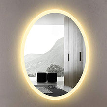 NWHJ Specchio da Bagno con Illuminazione a LED Integrata, Specchio da Trucco Ovale da Parete, Smart defogging + Orologio, IP54 Impermeabile