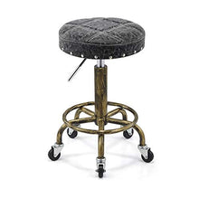 Csq - Sgabello da bar, stile retrò, girevole, con poggiapiedi, salone di bellezza, barbiere, altezza regolabile, facile da spostare (colore: C, dimensioni: 32 x 50 x 64 cm)
