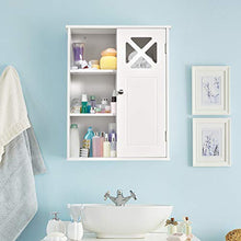 COSTWAY Armadietto da Parete, Mobiletto da Bagno a Muro con Ripiano Regolabile, Bianco, 61 x 48 x 17,5 cm