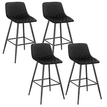 WOLTU BH252sz-4 Set di 4 Sgabelli da Bar con Schienale Poggiapiedi Sedia da Cucina in Velluto Nero