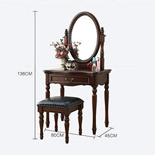 Vanity Toeletta da Trucco con Sgabello Imbottito,Specchiera Tavolo Cosmetici con Specchio Ovale E Cassetti,Camera da Letto Tavolo da Trucco Scrivania per Ragazze Donne-A 80x45x136cm(31x18x54inch)