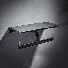 PYROJEWEL. Nero Alluminio dello Spazio Bagno Mensola Impermeabile Supporto for Rotolo Storage Rack Telefono Rack a Parete Piazza Rack