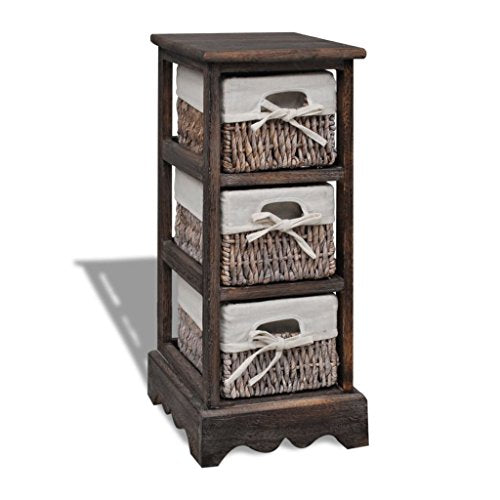 TDSPEU Contenitore Marrone di Legno con 3 cestini Tessuti Dimensioni: 25 x 28 x 58 cm (L XW x H) Armadietti e stipi
