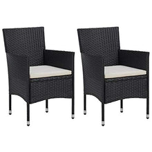 SKM Set Mobili da Pranzo per Giardino 3 pz Nero Polyrattan e Vetro